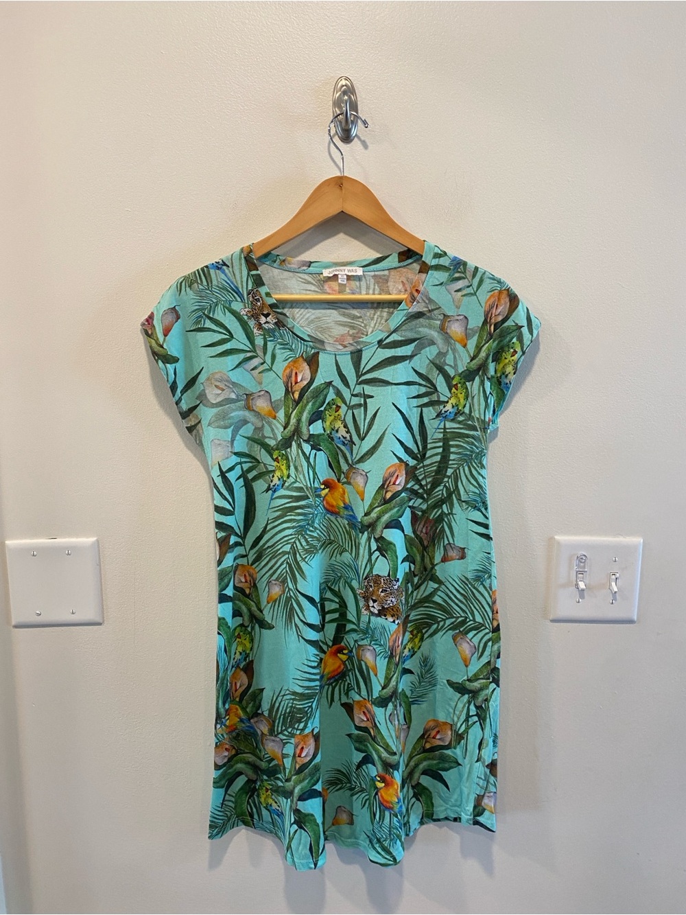 Johnny Was Pima Cotton Jersey Knit Taina Jungle Sleep Dress nightgown size XS